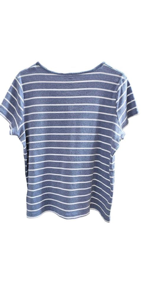 Croft & Barrows Classic Tee Women XXL Blue White Striped Short Sleeve