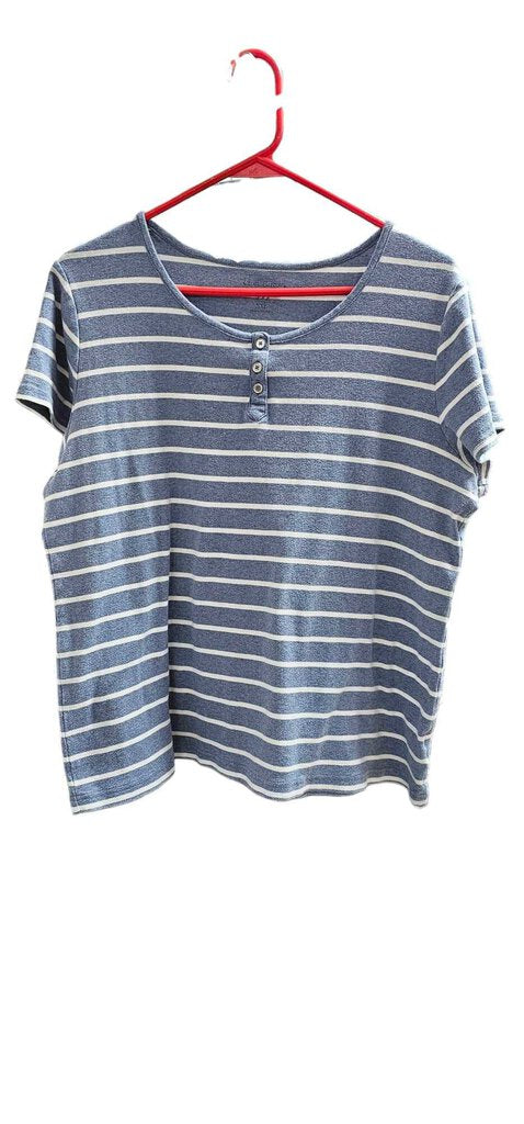 Croft & Barrows Classic Tee Women XXL Blue White Striped Short Sleeve