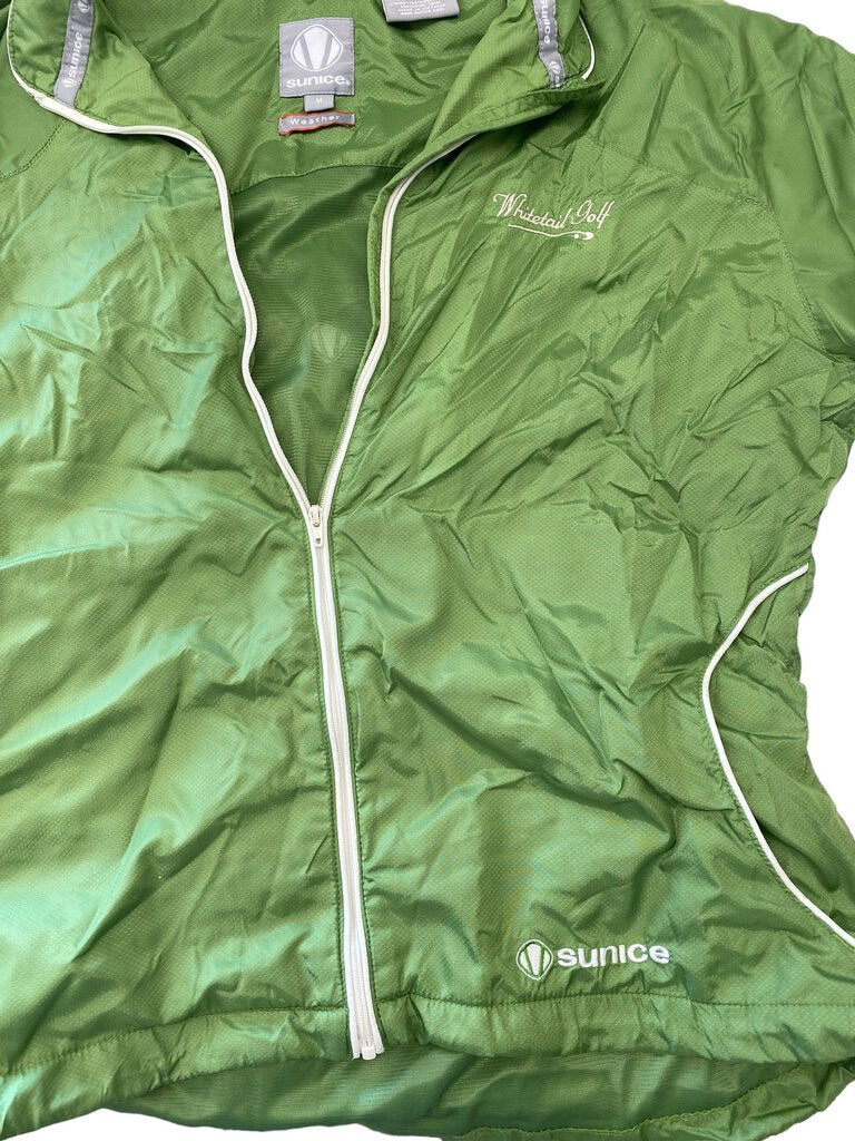 Sunice Women's Lightweight Gisele Golf Wind Shirt M Medium Short Sleeve Zip up Jacket-Color Green