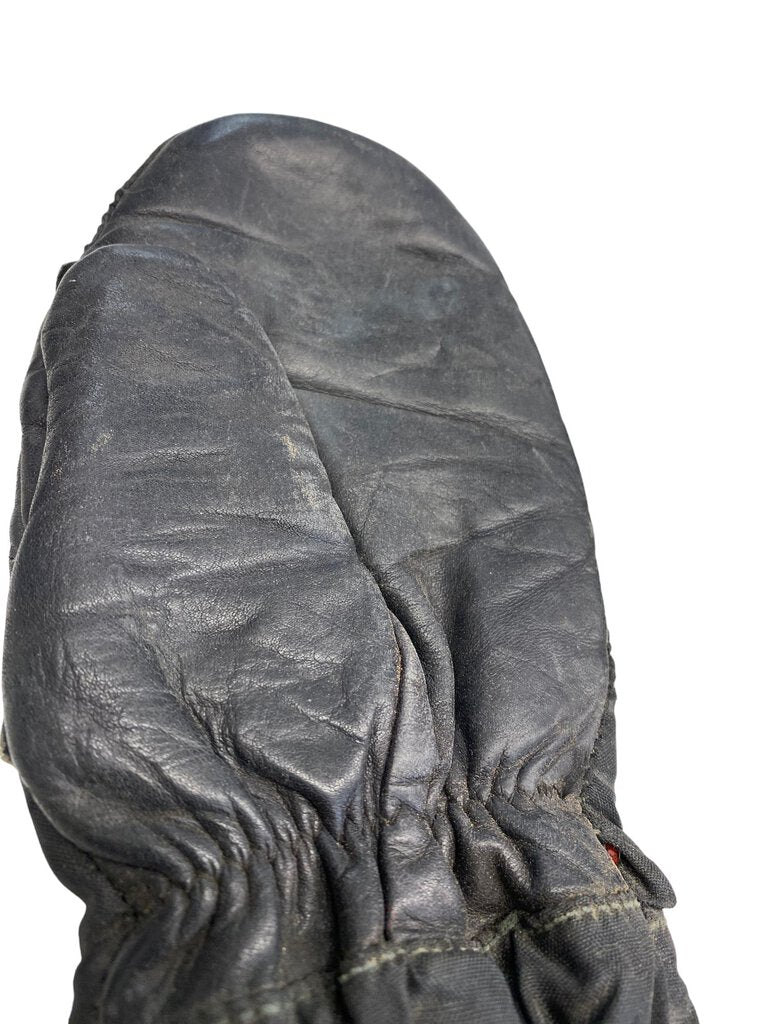 Vintage Leather Gloves Snowmobile Snow Mittens Red Fleece Lined Small / Med