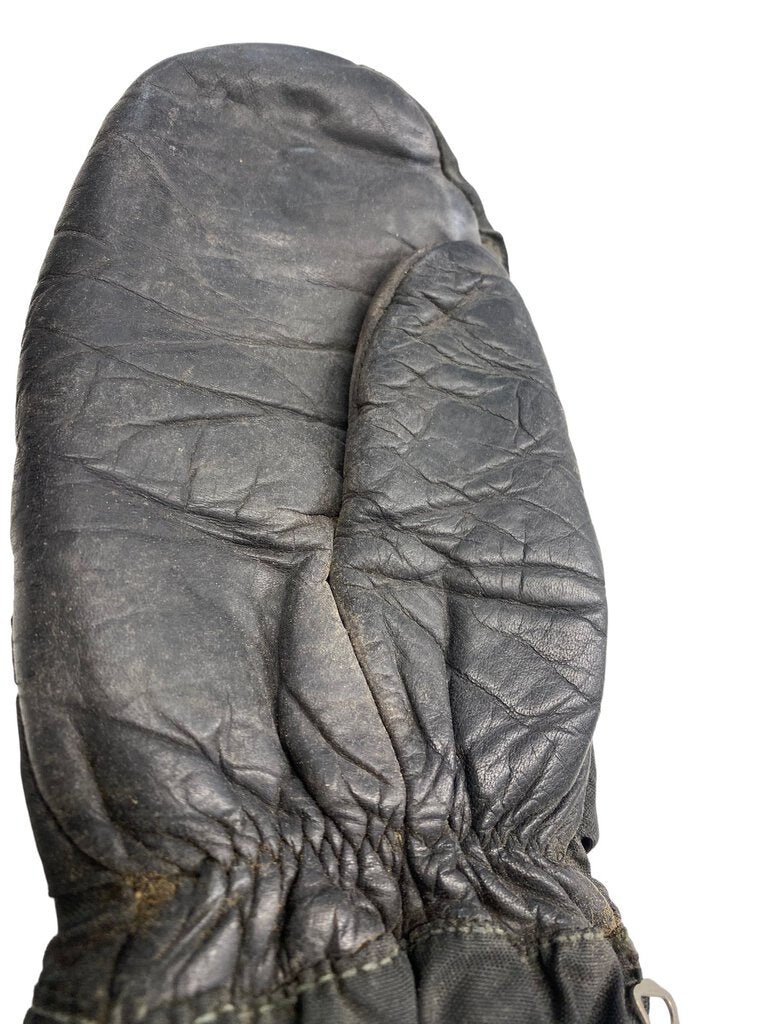 Vintage Leather Gloves Snowmobile Snow Mittens Red Fleece Lined Small / Med