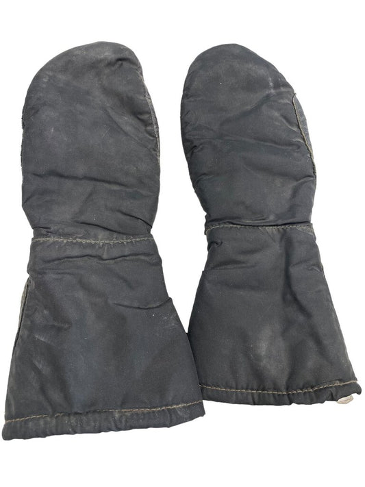 Vintage Leather Gloves Snowmobile Snow Mittens Red Fleece Lined Small / Med