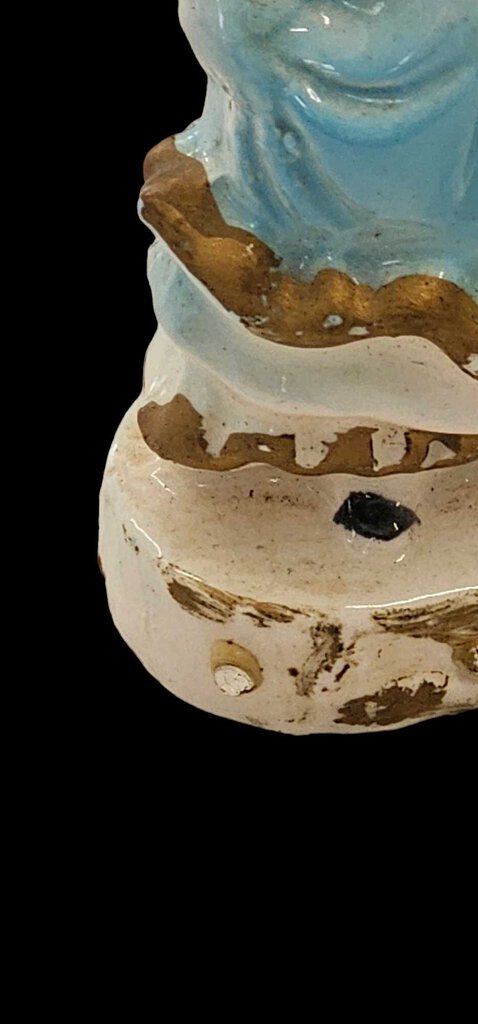 Vintage Ceramic Porcelain KREISS Lady Figure Folk Blue Bonnet FlowerBasket