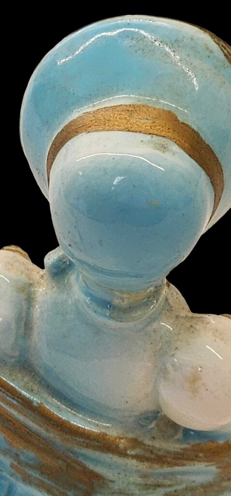 Vintage Ceramic Porcelain KREISS Lady Figure Folk Blue Bonnet FlowerBasket