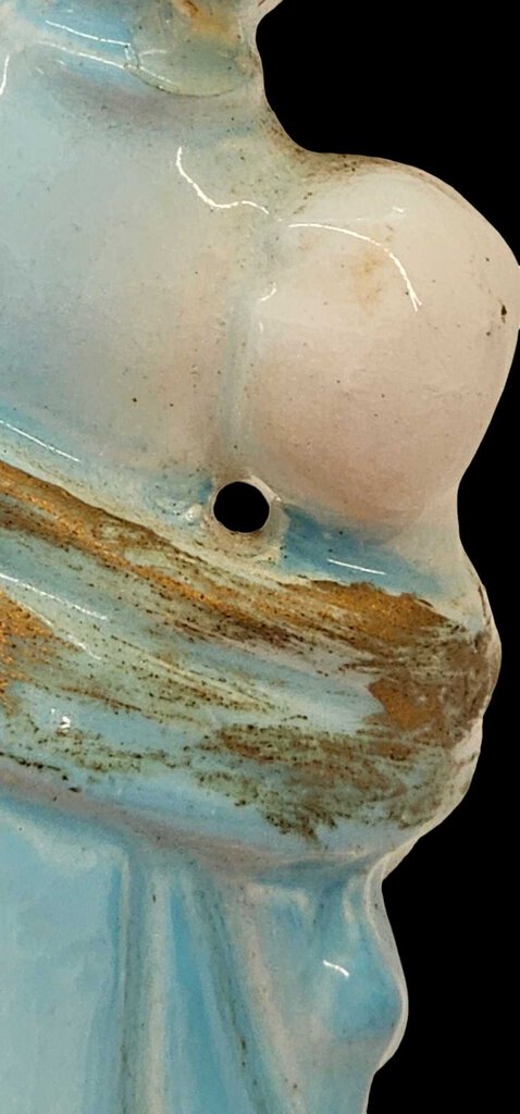 Vintage Ceramic Porcelain KREISS Lady Figure Folk Blue Bonnet FlowerBasket