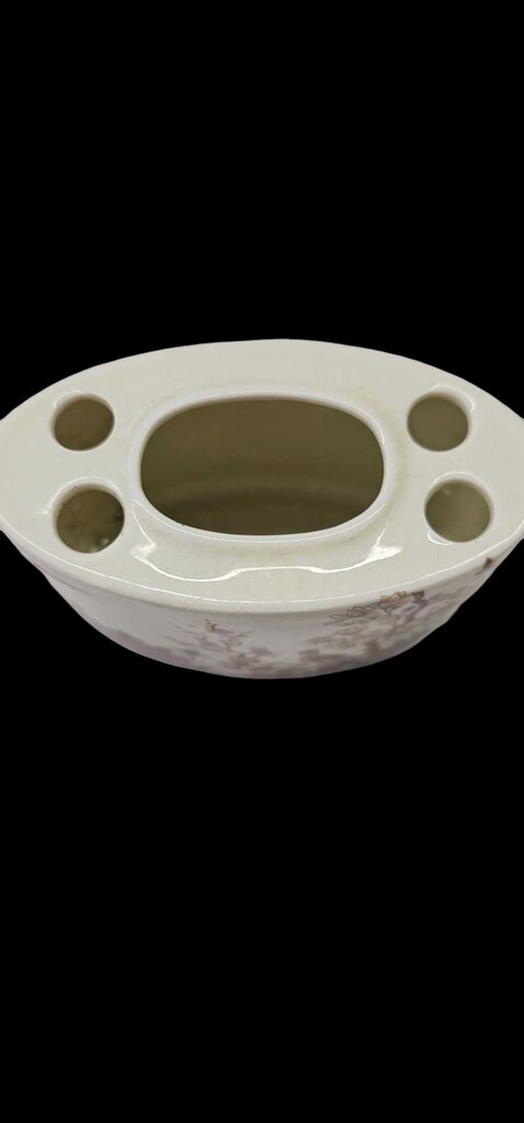 Vintage Birds & Rose’ Porcelain Toothbrush & Paste Holder