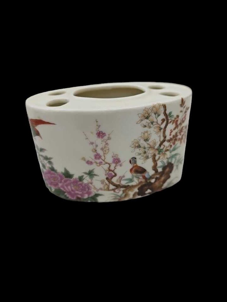 Vintage Birds & Rose’ Porcelain Toothbrush & Paste Holder
