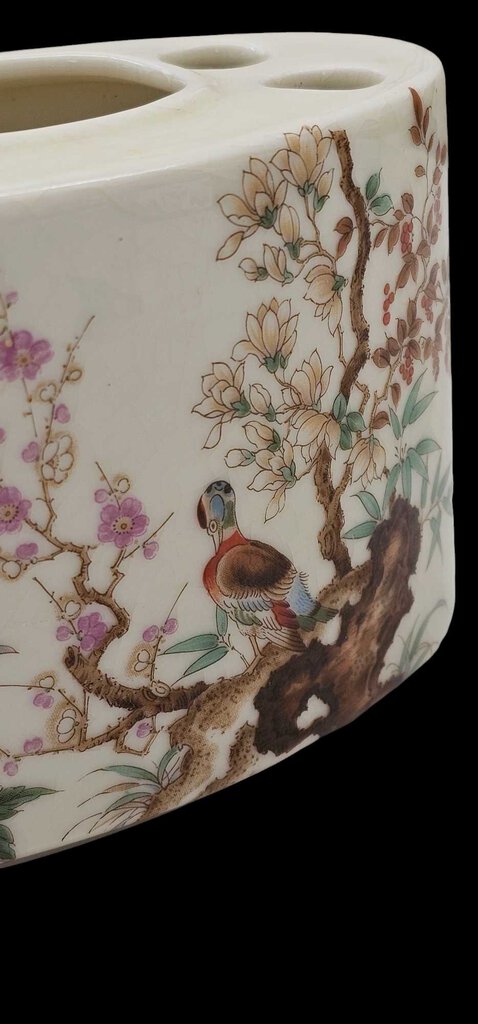 Vintage Birds & Rose’ Porcelain Toothbrush & Paste Holder