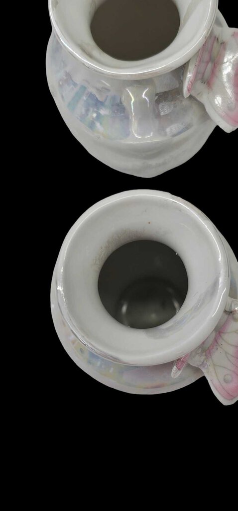 Opalescent Glaze Porcelain Vases 1970s Butterfly Carnival Glaze Ceramic Petite