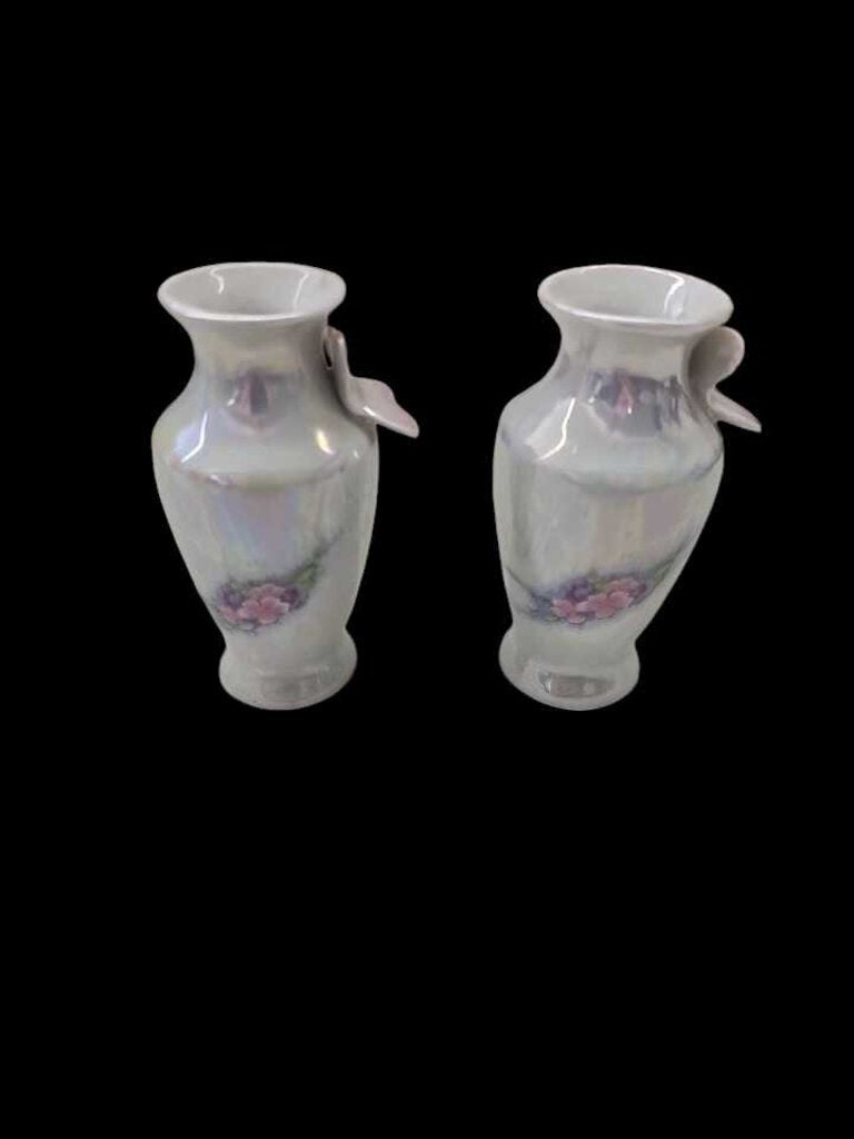 Opalescent Glaze Porcelain Vases 1970s Butterfly Carnival Glaze Ceramic Petite