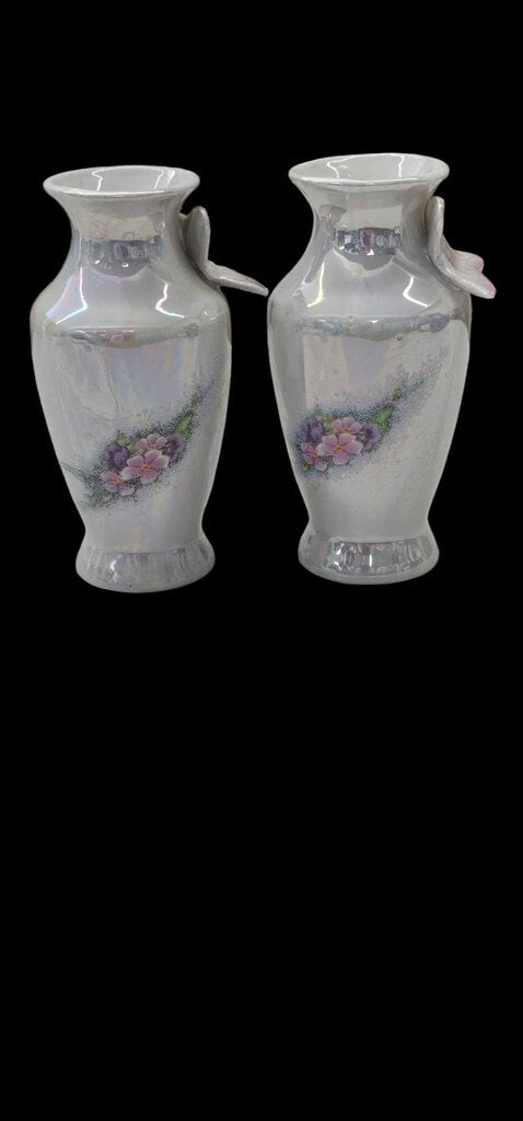 Opalescent Glaze Porcelain Vases 1970s Butterfly Carnival Glaze Ceramic Petite