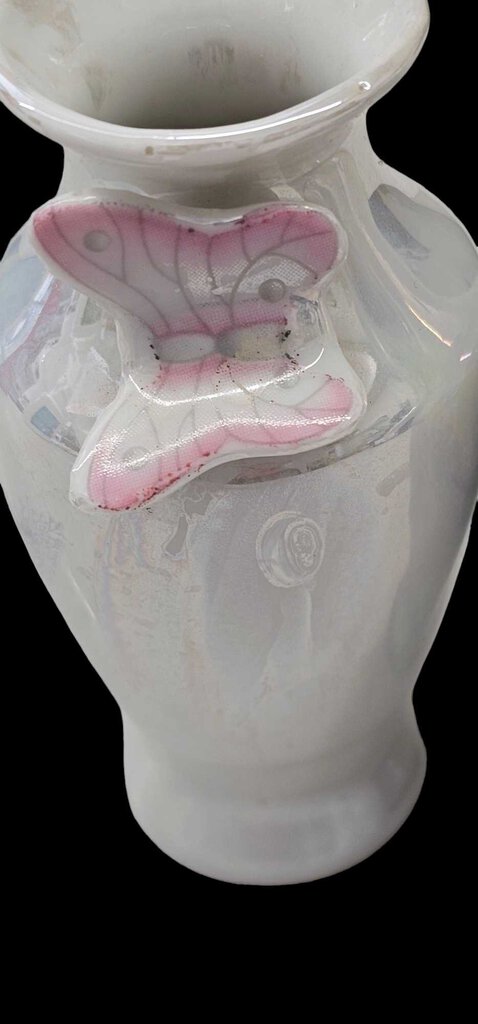 Opalescent Glaze Porcelain Vases 1970s Butterfly Carnival Glaze Ceramic Petite