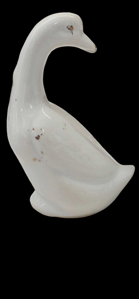 Vintage Pair Of Porcelain Geese Ducks Gold Ribbons Miniatures