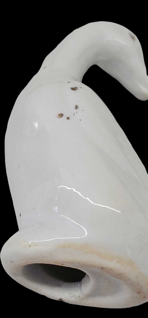 Vintage Pair Of Porcelain Geese Ducks Gold Ribbons Miniatures