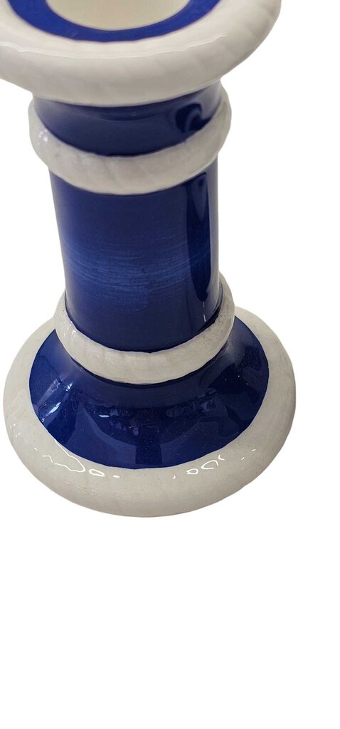 Vintage Lefton Ceramic Blue & White Candle Holders Pair 6.5" Tall