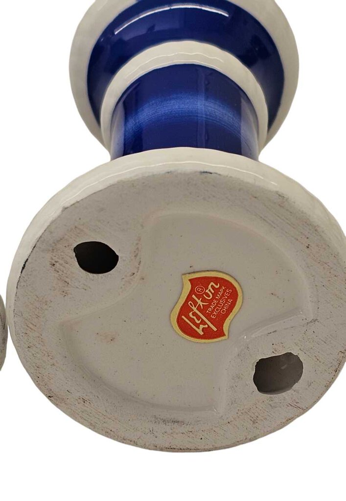 Vintage Lefton Ceramic Blue & White Candle Holders Pair 6.5" Tall