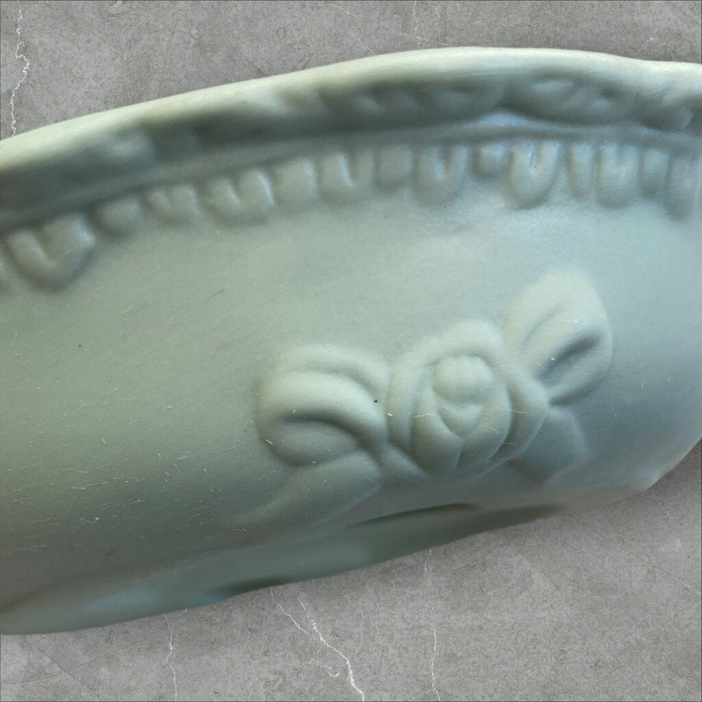 Vintage Cameo Jasperware Green Hanging Wall Plate 4.75" Diameter Ceramic