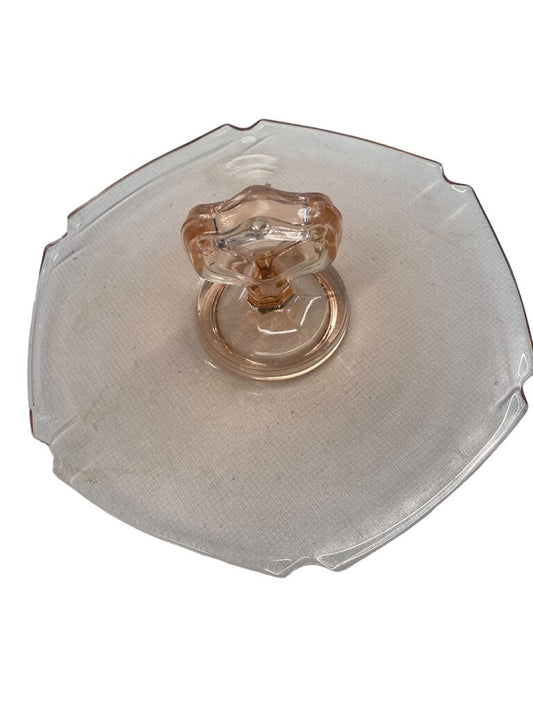 Vintage Rose Colored Glass Candy Dish