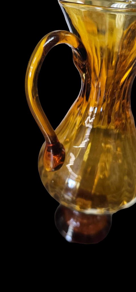 Double Handled Amber Glass Vase Swirl