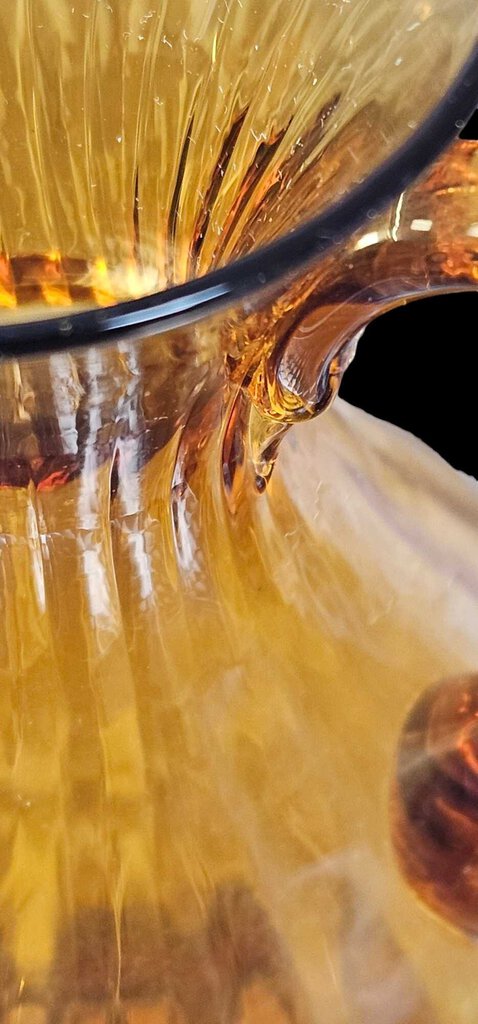 Double Handled Amber Glass Vase Swirl