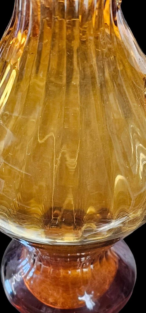 Double Handled Amber Glass Vase Swirl