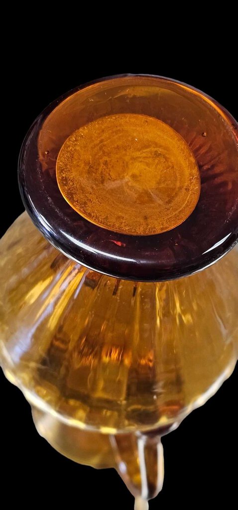 Double Handled Amber Glass Vase Swirl