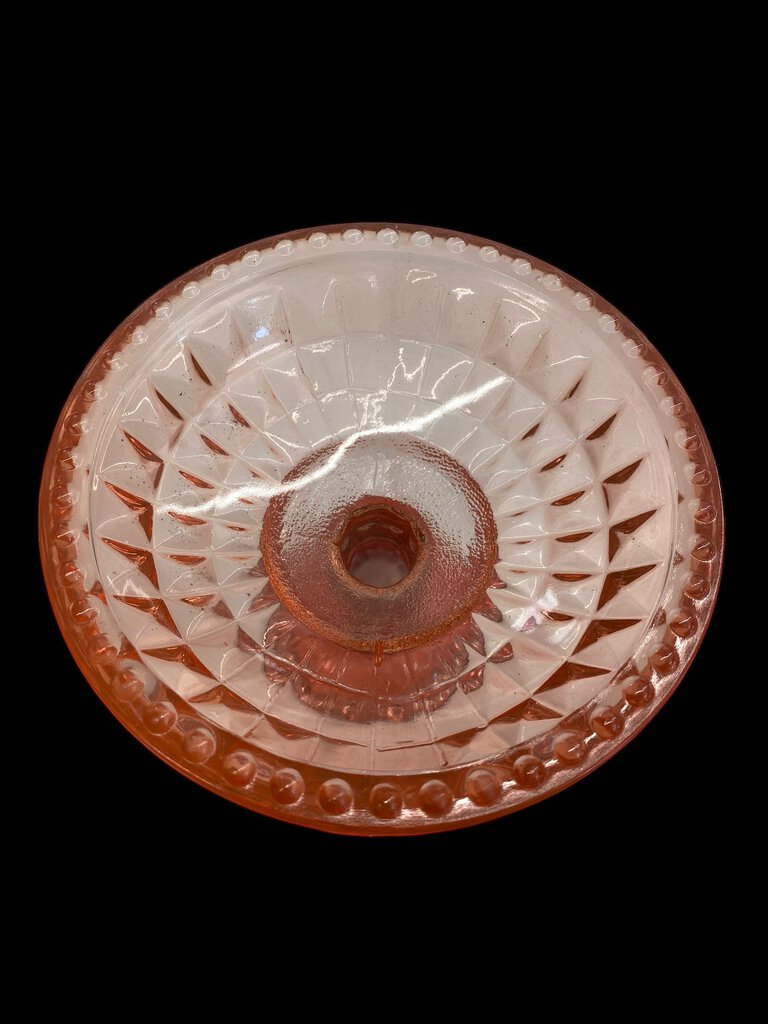 Vintage Jeanette Windsor Diamond Compote Pedestal Rose Dish