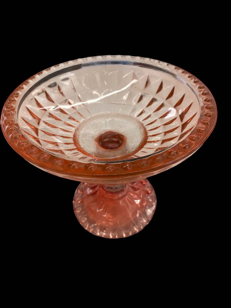 Vintage Jeanette Windsor Diamond Compote Pedestal Rose Dish