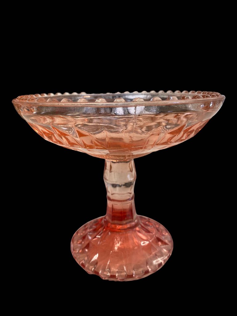 Vintage Jeanette Windsor Diamond Compote Pedestal Rose Dish