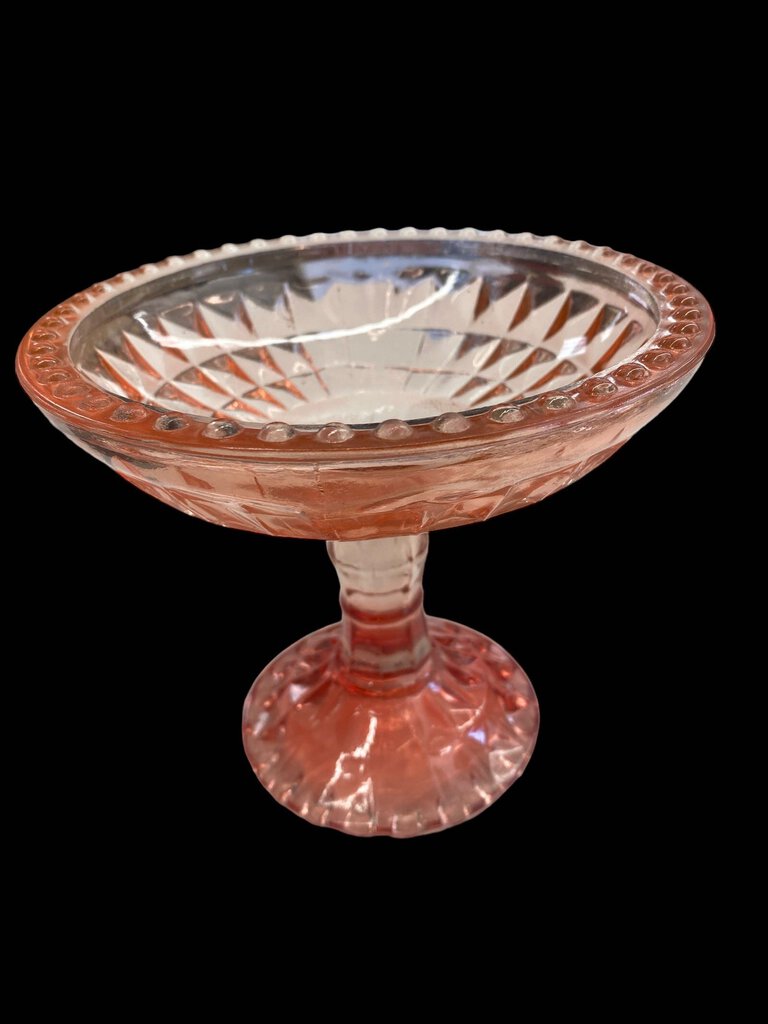 Vintage Jeanette Windsor Diamond Compote Pedestal Rose Dish