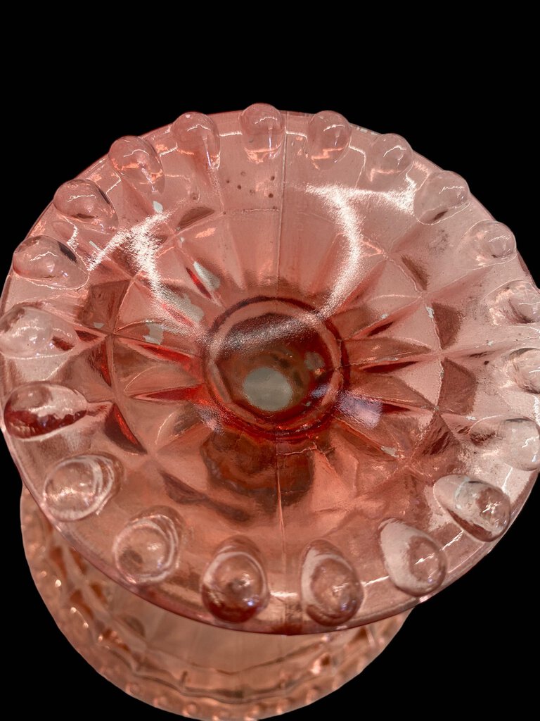 Vintage Jeanette Windsor Diamond Compote Pedestal Rose Dish