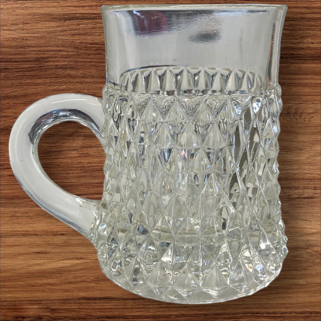 Vintage Indiana Glass Clear Diamond Point Pattern Mug
