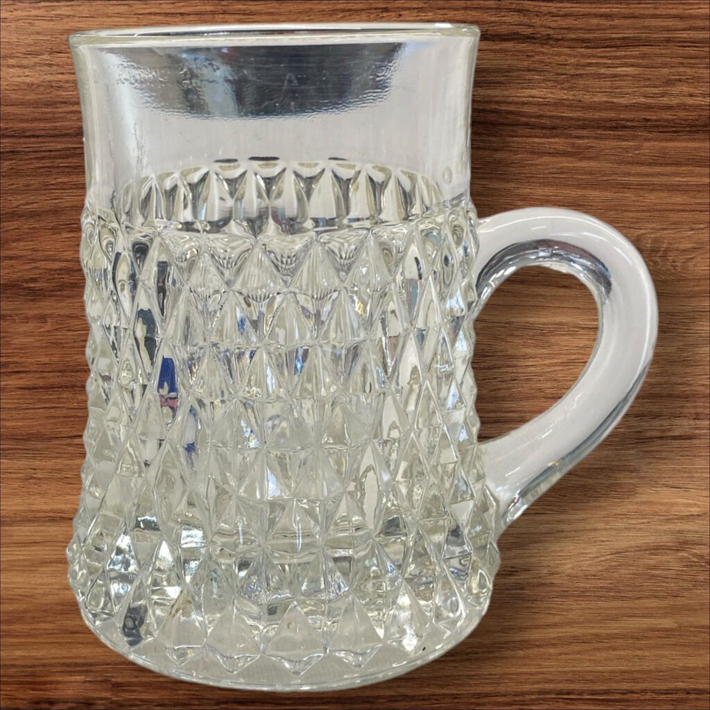 Vintage Indiana Glass Clear Diamond Point Pattern Mug