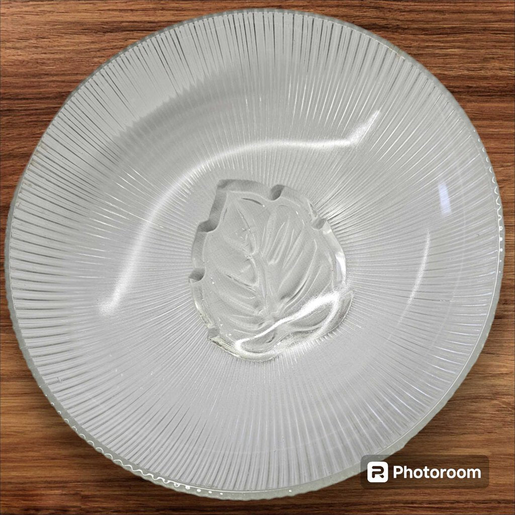 Vintage Federal Depression Glass Ribbed Large Glass Bowl Leaf 10" Diameter