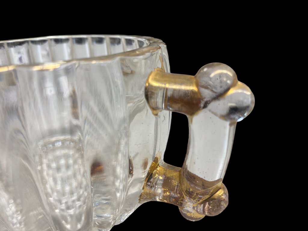 Vintage Jeanette Pattern Glass Cream & Sugar Bowl Creamer Gold Trim