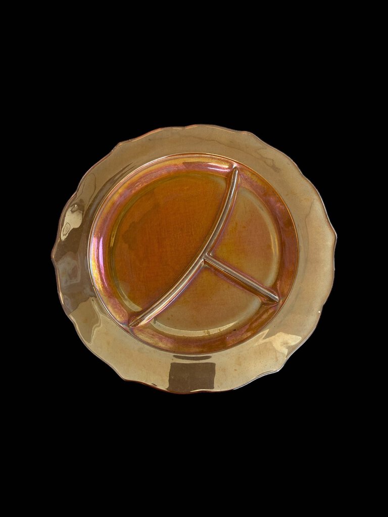 Vintage Carnival Glass Marigold Divided Plates Set 7