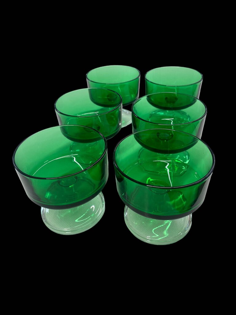 Vintage Set of 6 Lumeric Emerald Green Dessert Cups