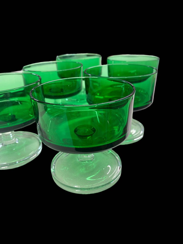Vintage Set of 6 Lumeric Emerald Green Dessert Cups
