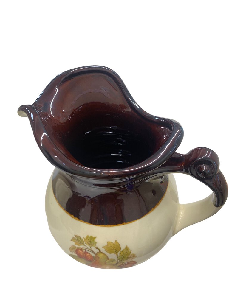 Vintage McCoy Ceramic Pitcher and Basin Bowl 7515 Brown Beige Fruit