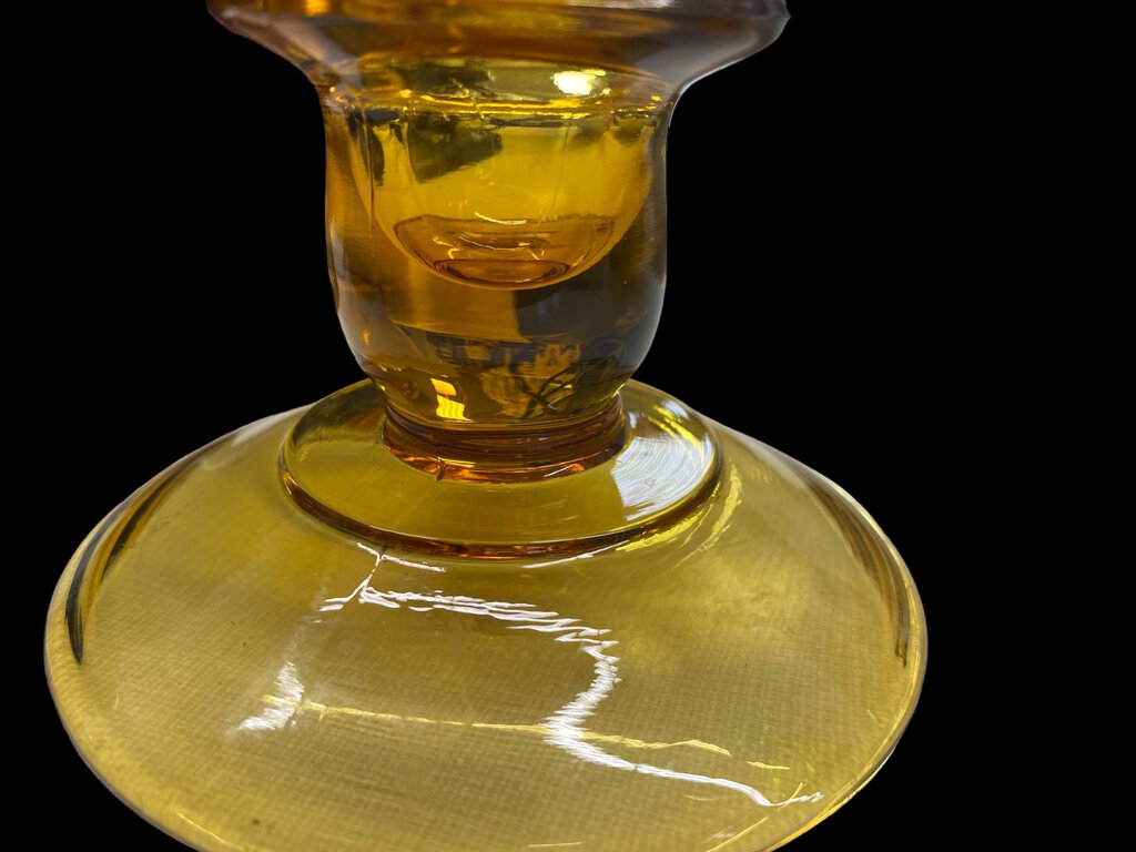 Vintage Amber Candle Stick Holder