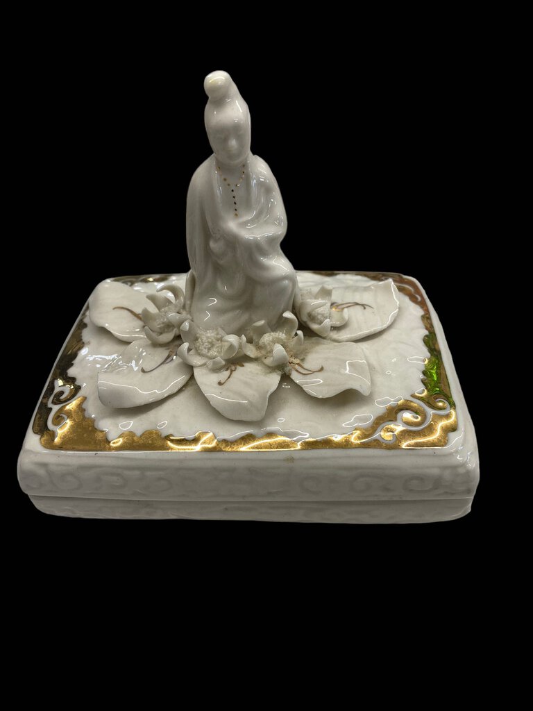 Vintage Reina Califa Bone China Trinket Jewelry Box Asian Theme