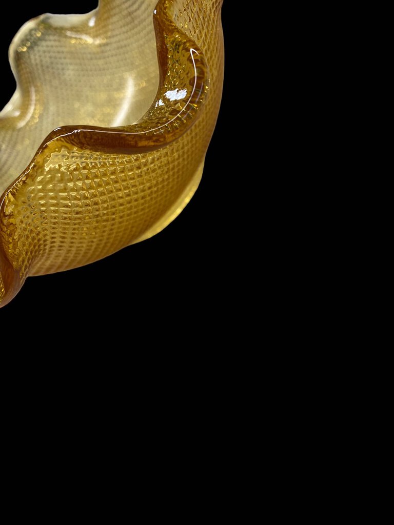 Vintage Amber Ruffled Dish Waffle Design