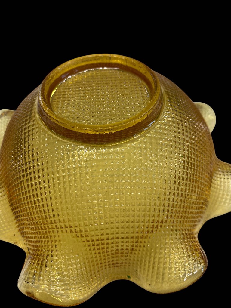 Vintage Amber Ruffled Dish Waffle Design
