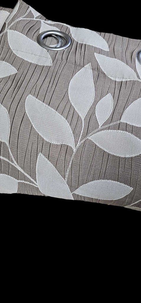 Set of Two (2) Grommet Window Curtain Panels Leaf Taupe Beige 52" x 84"