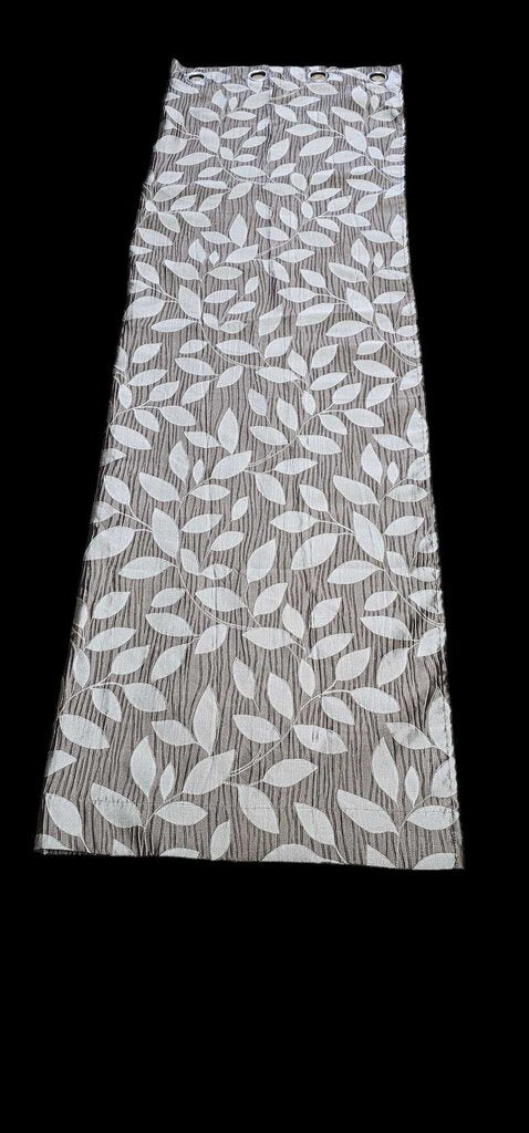 Set of Two (2) Grommet Window Curtain Panels Leaf Taupe Beige 52" x 84"