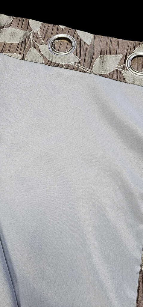 Set of Two (2) Grommet Window Curtain Panels Leaf Taupe Beige 52" x 84"