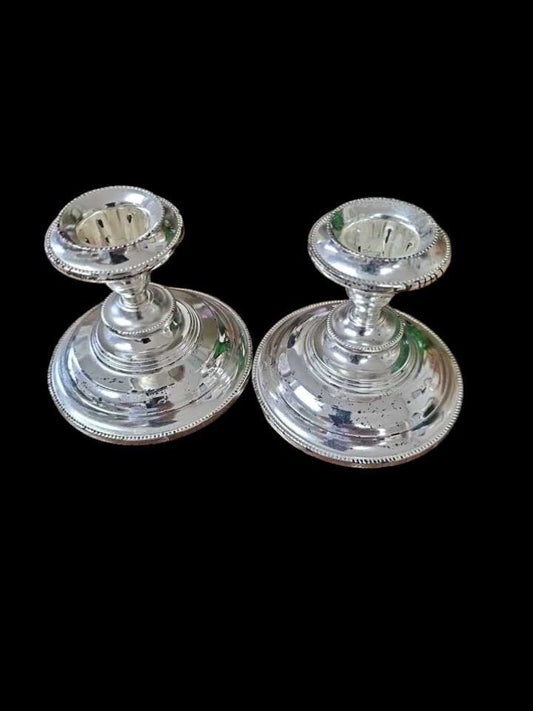 SILVER plate Candle Sticks Pair Felt Bottom Project