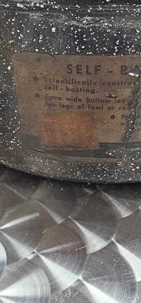 Black Graniteware Oval Roaster Roasting Pan w Lid Kitchen Tool Vintage Federal Roaster USA