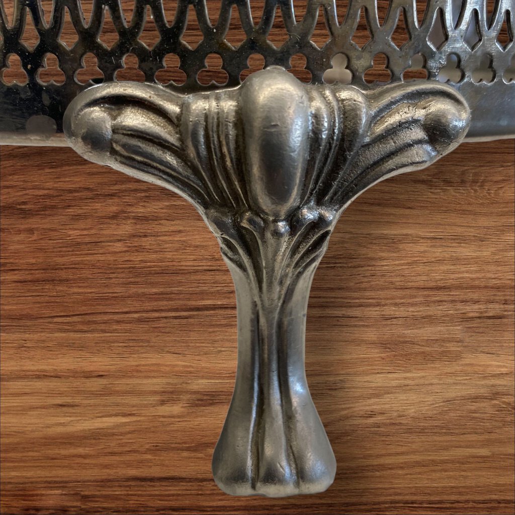 Vintage Silver Pie Plate Cradle Casserole Dish Stand Footed Plant Stand