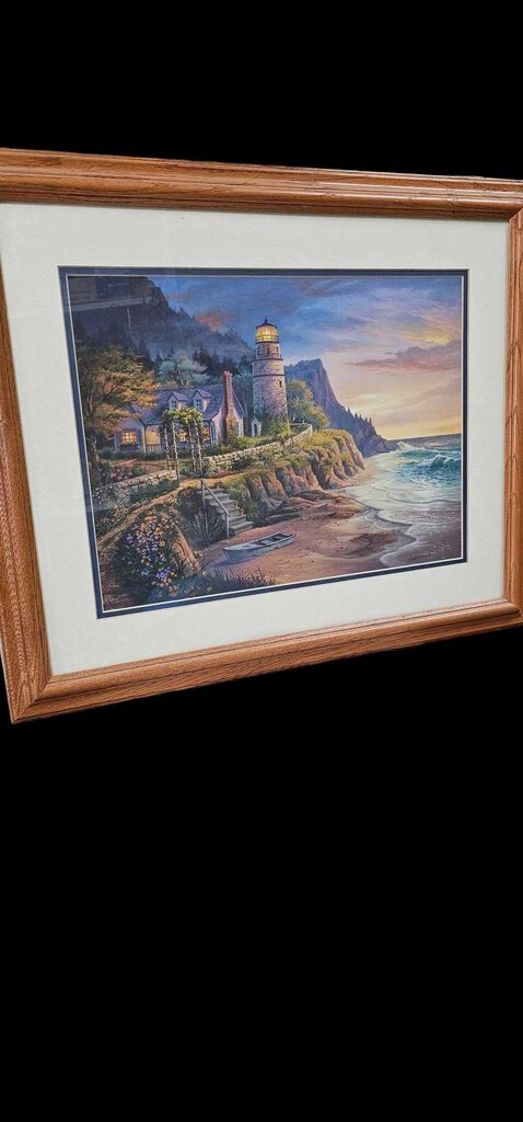 Lighting the Way by Michael Humphries Seaside Lighthouse Framed Print
